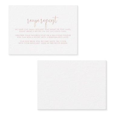 Rose Gold Fancy Script Wedding Recipe Request  Enclosure Invitations