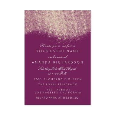 Rose Gold Faux Glitter Bridal Shower Sweet 16th Invitations