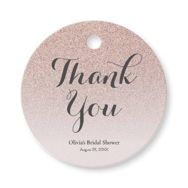 Rose Gold Faux Glitter Ombre Pink Bridal Shower Favor Tags