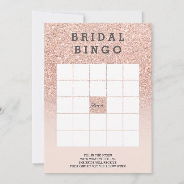 Rose gold faux glitter pink bridal bingo