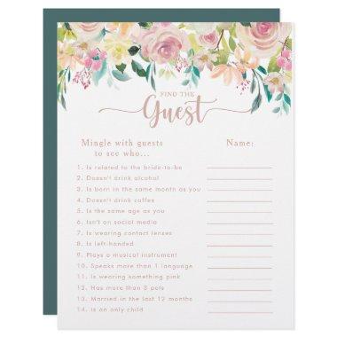 Rose Gold Floral Bridal Shower Find the Guest Game