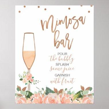 Rose Gold Floral Bridal Shower Mimosa Bar Sign