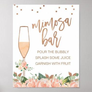 Rose Gold Floral Bridal Shower Mimosa sign