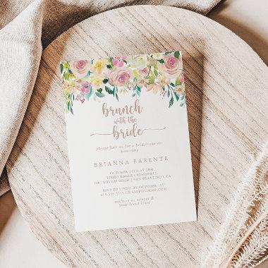 Rose Gold Floral Brunch with the Bride Shower Invitations