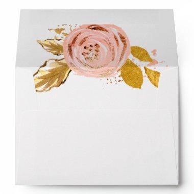 Rose Gold Floral Glitter Bridal Shower Envelope