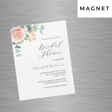 Rose gold floral greenery luxury Bridal Shower Magnetic Invitations
