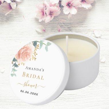 Rose gold flowers eucalyptus  Mini Candle Favors