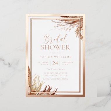 Rose Gold Foil Bohemian Boho Bridal Shower Foil Invitations