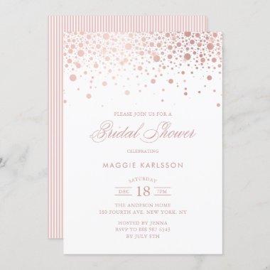 Rose Gold Foil Confetti Bridal Shower Invitations