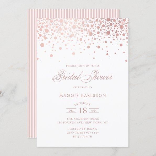 Rose Gold Foil Confetti Bridal Shower Invitations
