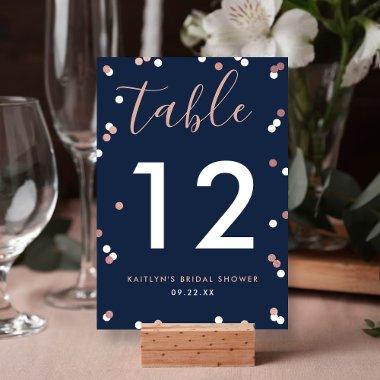 Rose Gold Foil Confetti  Table Number