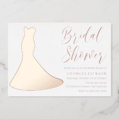 Rose Gold Foil Dress Silhouette Bridal Shower Foil Invitations