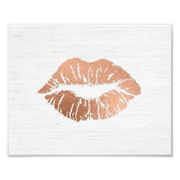 Rose Gold Foil-effect Luscious Lips Wedding Photo Print