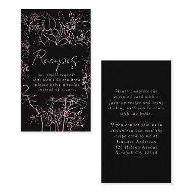 Rose Gold Foil Floral  Recipe Request Enclosure