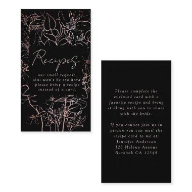 Rose Gold Foil Floral Bridal Shower Recipe Request Enclosure Invitations