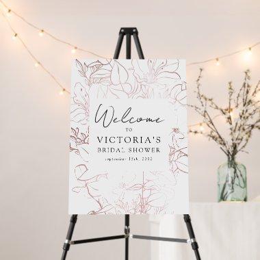 Rose Gold Foil Floral  Welcome Sign