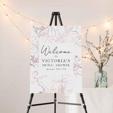 Rose Gold Foil Floral Bridal Shower Welcome Sign