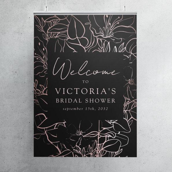 Rose Gold Foil Floral  Welcome Sign