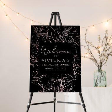 Rose Gold Foil Floral  Welcome Sign