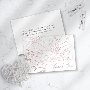 Rose Gold Foil Line Art Floral  Thank You