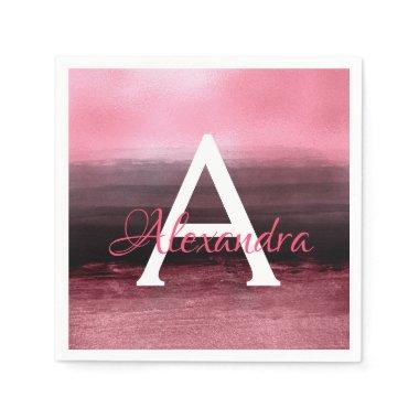 Rose Gold Foil Ombre Monogram Birthday Napkins