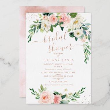 ROSE GOLD FOIL Pink Floral Bridal Shower Foil Invitations