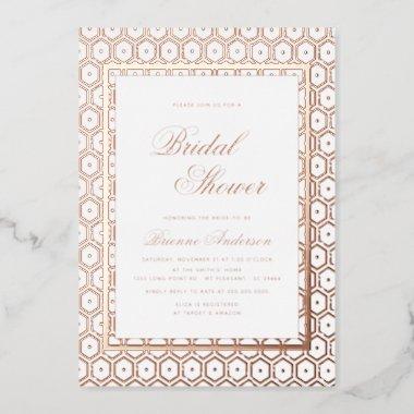 Rose Gold Foil Pressed Geometric Bridal Shower Foil Invitations