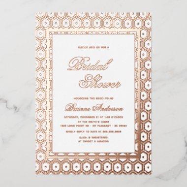 Rose Gold Foil Pressed Geometric Bridal Shower Foil Invitations