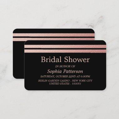 Rose Gold Foil Stripes Bridal Shower Ticket Invite