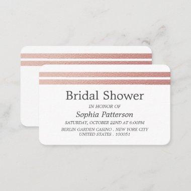 Rose Gold Foil Stripes Bridal Shower Ticket Invite