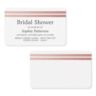 Rose Gold Foil Stripes Bridal Shower Ticket Invite