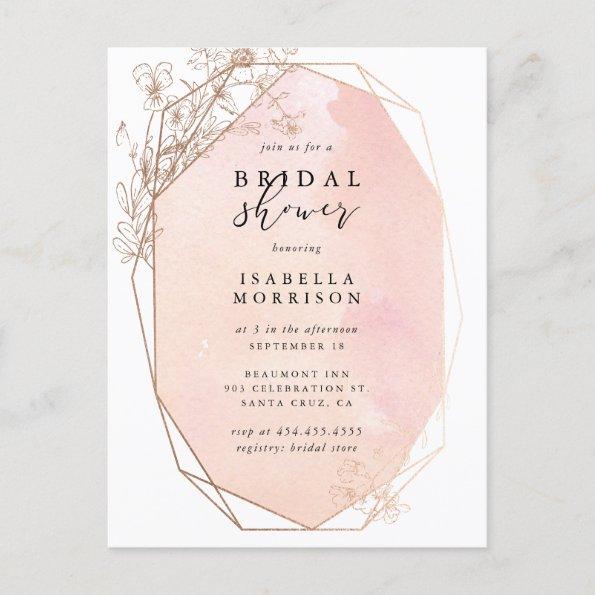 Rose Gold Geometric Floral Bridal Shower Invitation PostInvitations