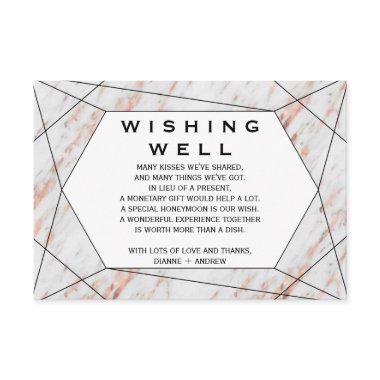 Rose Gold Geometric Marble Wedding Wishing Well Enclosure Invitations