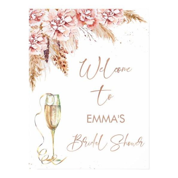 Rose Gold Glass Floral  Welcome Sign