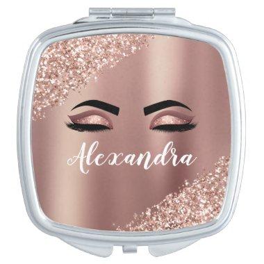 Rose Gold Glitter and Sparkle Beauty Compact Mirror