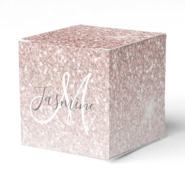 Rose Gold Glitter Blush Initial  Favor Boxes