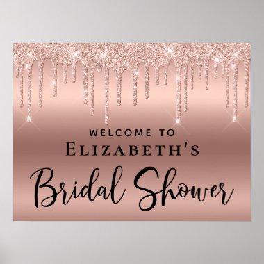 Rose Gold Glitter Bridal Shower Welcome Poster