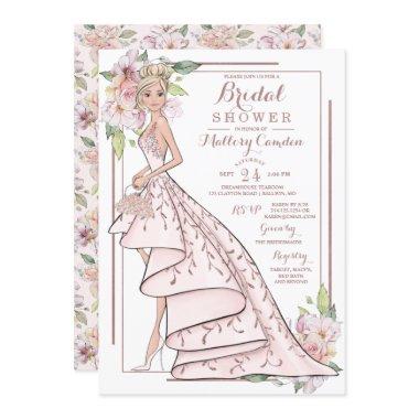 Rose Gold Glitter Bride Bridal Shower Invitations