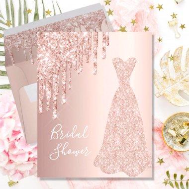 Rose gold glitter budget bridal shower Invitations