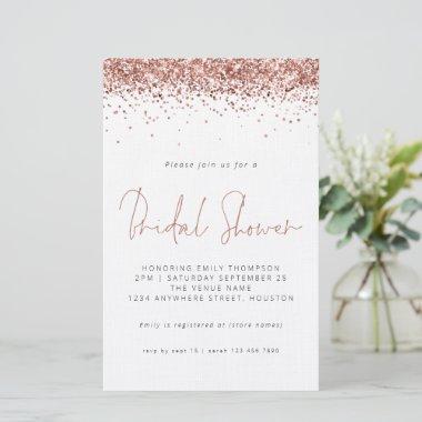 Rose Gold Glitter Budget Bridal Shower Invite