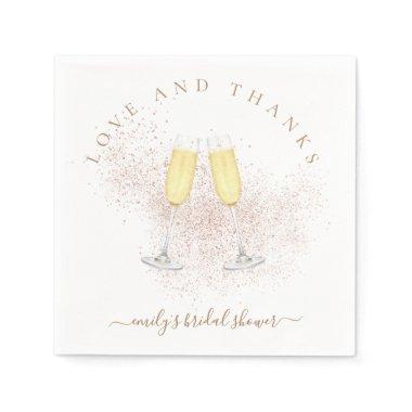 Rose Gold Glitter Champagne Bridal Shower Napkins