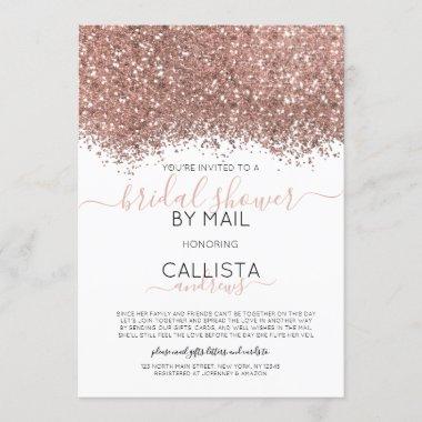 Rose Gold Glitter Confetti Bridal Shower by Mail Invitations