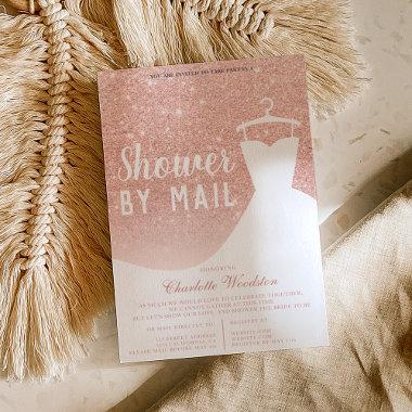 Rose gold glitter dress Bridal shower by mail Invitations