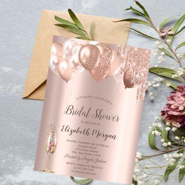 Rose Gold Glitter Drips Balloons