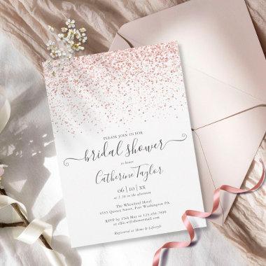 Rose Gold Glitter Elegant Script  Inv