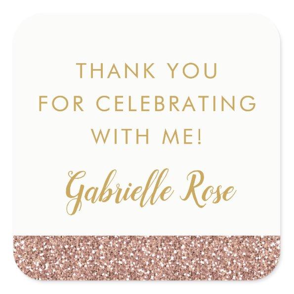 Rose Gold Glitter Favor Label Sticker