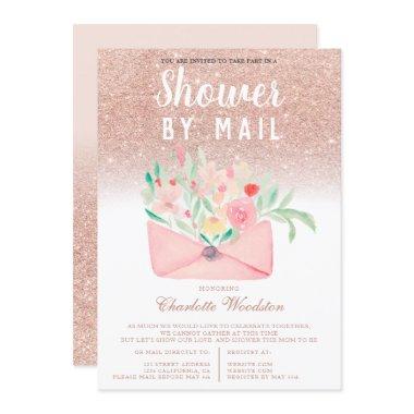 Rose gold glitter floral baby shower by mail