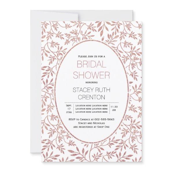 Rose gold glitter leaves wedding