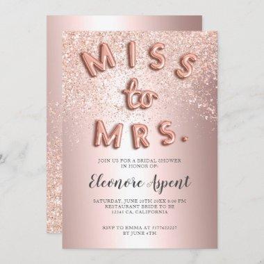 Rose gold glitter letters foil bridal shower Invitations
