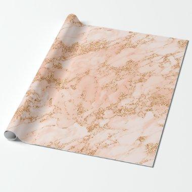 Rose Gold Glitter Marble Trendy Chic Birthday Her Wrapping Paper